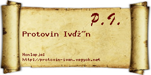 Protovin Iván névjegykártya